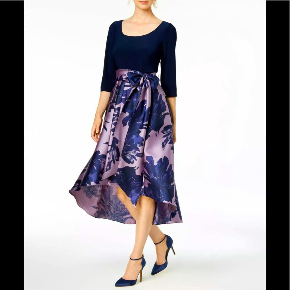Women’s Formal Dress Size 18 R&M Richards Lilac Purple Floral Skirt Hi Lo NEW